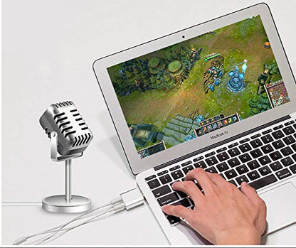 USB Audio Adapter with 3.5mm Speaker/Headphone and Microphone Jacks, Plug and Play, No External Drivers, Campatible with Windows, Mac, Linux and Chromebook