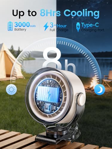 Clip on Fan, Rechargeable USB Fan with Sturdy Clamp, LED Display, 100 Speeds, 3000mAh Battery, 360° Rotation, 5.5 Inch Portable Fan for Stroller Bed Camping Treadmill Car White - color: White
