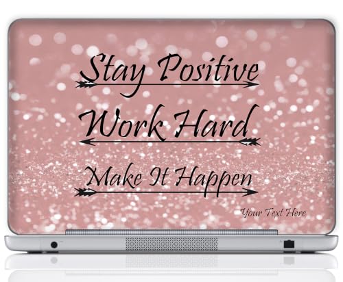 Custom Design Personalized Laptop Skin Sticker Cover Art Decal, Customize with Your Name or Text (13 Inch, Pink Stay Positive) - color: 3700, size: 13 Inch