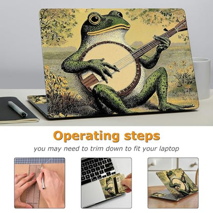 Universal Laptop Skin Sticker with 2 Wrist Pad Decals, 3-Piece Removable Vinyl Laptop Cover, Music Frog Waterproof Anti-Scratch, Easy-Trim Fit for 13.3" 14" 15.6" Laptops - color: Music Frog