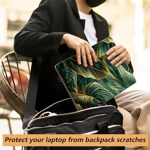 Laptop Skin Sticker for 12.1”-15.6“ Laptops (Fits 13”, 13.3”, 14”, 15”, 15.4”) | Protective Universal Reusable Vinyl Art Decal Cover | Waterproof & Scratch-Resistant-Gold Green Tropical Leaf - color: Gold Green Tropical Leaf