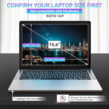 Laptop Privacy Screen 15.6 Inch, Removable 16:9 Aspect Privacy Filter Screen Protector for 15.6 Inch Laptop, Anti Peeping