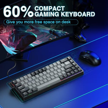 AULA WIN68 HE PRO - Hall Effect Gaming Keyboard with Magnetic Switch, Fast Trigger Mode Adjustable Actuation, 8KHz Polling Rate, Wired RGB Backlit Mechanical Gaming Keyboard 60 Percent Compact Design - color: Grey-pro version