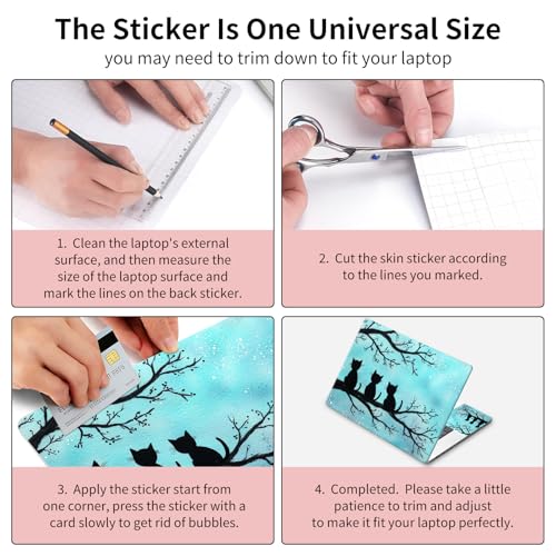 15.6 Inch Laptop Skin Sticker, Reusable Vinyl Cover Protector with 2 Wrist Pad Skins, Removable Waterproof Scratch-Resistant for 12-15.6 Inch Laptop Notebook,Cute Cat On Tree - color: Cute Cat On Tree