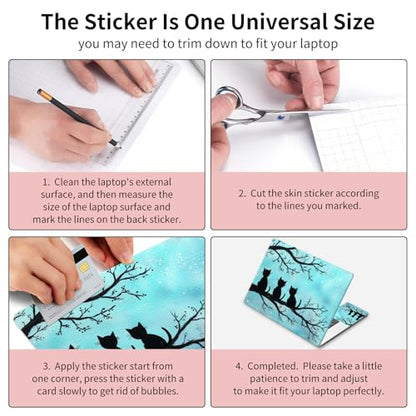 15.6 Inch Laptop Skin Sticker, Reusable Vinyl Cover Protector with 2 Wrist Pad Skins, Removable Waterproof Scratch-Resistant for 12-15.6 Inch Laptop Notebook,Cute Cat On Tree - color: Cute Cat On Tree