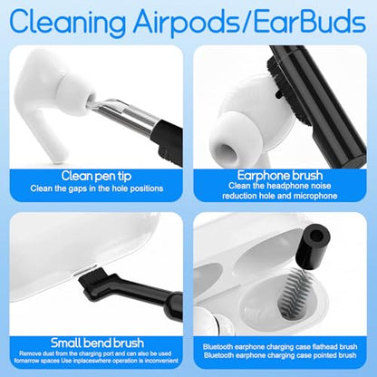 32-in-1 Keyboard Cleaning Kit iPhone Charging Port Speaker Cleaner | Multifunction Clean Tools for Airpods iPad MacBook Keyboard Earbuds Camera Computer Laptop Screen Electronics (Black) - color: Black