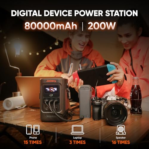 Jackery Explorer 240D Power Bank (80,000mAh), LiFePO4 Battery 256Wh Portable Power Station, USB-C Cable Included,200W DC Output,1-Hour Fast Charging, Compact for Outdoor Camping, Travel, Emergencies - style: Explorer 240D