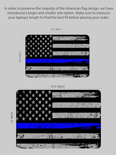 Laptop Skin Sticker Cover Decal-American Flag-Universal Size - Fits All laptops up to a 16” Diagonal Size | Easy to Apply, Remove and Change Styles (Blue Line Flag, 14.5 x 10 Inch) - size: 14.5 x 10 Inch, style: Blue Line Flag