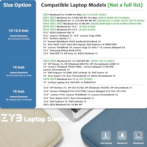 ZYB Laptop Case 14 Inch,Waterproof Laptop Sleeve 14 Inch for 14" Notebook/MacBook Air 15/14" Lenovo ThinkPad IdeaPad Asus HP Dell,2023-2025 MacBook Air 15.3 M4 M3 M2 etc with Accessory Bag-Haze Blue | 14 Inch Laptop Sleeve Laptop Case 14 Inch for Mac Air