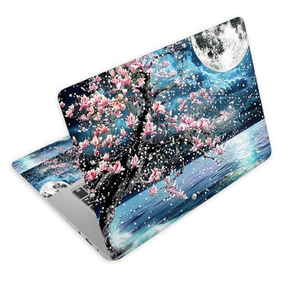 Universal Laptop Skin Decal, 3-Piece Vinyl Protector for 12 13 14 15.6" Notebook, Waterproof Anti-Scratch, Easy Trim & Bubble-Free Finish, Large Tree with Pink Flowers - color: Large Tree with Pink Flowers