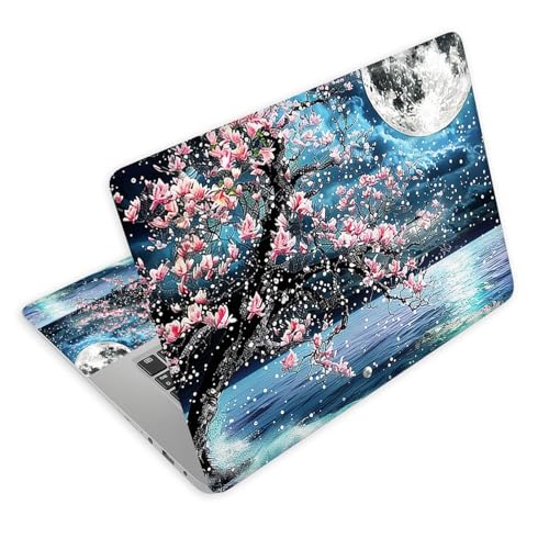 Universal Laptop Skin Decal, 3-Piece Vinyl Protector for 12 13 14 15.6" Notebook, Waterproof Anti-Scratch, Easy Trim & Bubble-Free Finish, Large Tree with Pink Flowers - color: Large Tree with Pink Flowers