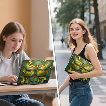 Universal Laptop Skin Sticker Decal, 12"-15.6" Aesthetic Vinyl Wrap, Golden Dragonfly Waterproof Notebook Cover Art Protector for MacBook HP Dell Lenovo, Fits 13" 14" 15" 15.6" - color: Golden Dragonfly