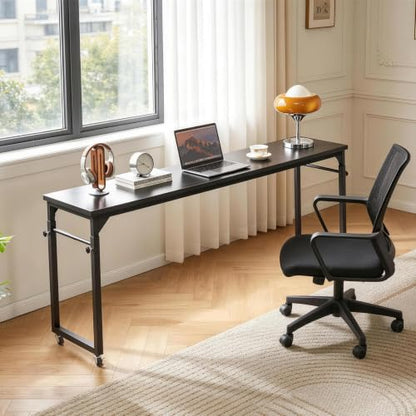 Aibiju Overbed Table with Wheels, Mobile Bed Desk with Adjustable Height, Rolling Table, Laptop Table, Recliner Desk, for Bedroom, Living Room, Office, Black YD-BT001B - color: Black