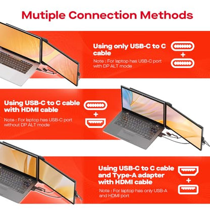 MP Portable Monitor - 2026 Mobile Pixels Nexus 13.3" Laptop Screen Extender | IPS Ultra Slim Laptop Monitors, USB C/USB A/HDMI 1080P Monitor for 14"-17" Laptops, Windows/macOS/Android/Switch Compatible