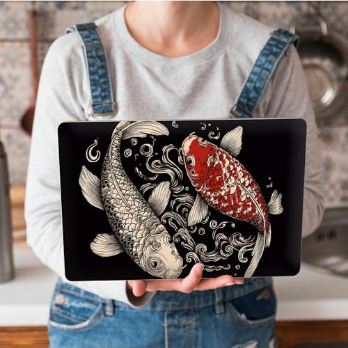Universal Laptop Skin Sticker with 2 Wrist Pad Skins, Waterproof Scratch Resistant Vinyl Laptop Cover Decal, Cut to Fit for 11–15.6 Inch MacBook HP Dell Lenovo, Koi Fish - color: Koi Fish