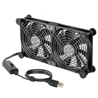 ELUTENG Dual AC USB Computer Fan 140mm USB Fans for Cooling 3 Speed Control 12V Computer Fan with AC Plug for Laptop Receiver DVR PlayStation Xbox Desk Computer Cabinet Cooling - size: 140mm
