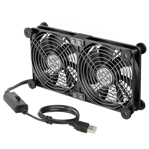 ELUTENG Dual AC USB Computer Fan 140mm USB Fans for Cooling 3 Speed Control 12V Computer Fan with AC Plug for Laptop Receiver DVR PlayStation Xbox Desk Computer Cabinet Cooling - size: 140mm
