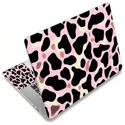 Laptop Skin Sticker Decal, Universal Reusable Vinyl Laptop Cover for 12" 13" 13.3" 14" 15" 15.4" 15.6" Notebook PC, Reusable Waterproof Scratch-Resistant with 2 Wrist Pads,Black Cow Print - color: Black Cow Print