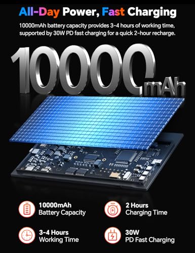HotYeah 18.5" 100Hz Wireless Portable Monitor w/Rechargeable 10000 mAh Battery, Support AirPlay Miracast, 1080P IPS Monitor USB-C HDMI External Display, 2nd Screen for Laptop MacBook PC Phone Tablet - size: 18.5-inch