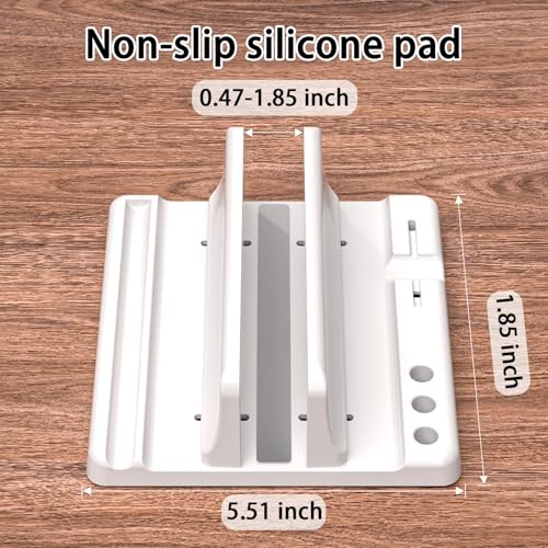 Vertical Laptop Stand, Adjustable 3 in 1 ABS | Space-Saving Desktop Dock, Compatible with MacBook, HP, Dell, Microsoft Surface, Fits Most Laptops (White, 1 Slot) - color: White-1 Slot Version