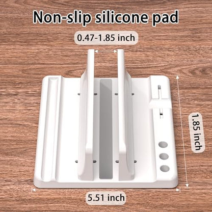 Vertical Laptop Stand, Adjustable 3 in 1 ABS | Space-Saving Desktop Dock, Compatible with MacBook, HP, Dell, Microsoft Surface, Fits Most Laptops (White, 1 Slot) - color: White-1 Slot Version