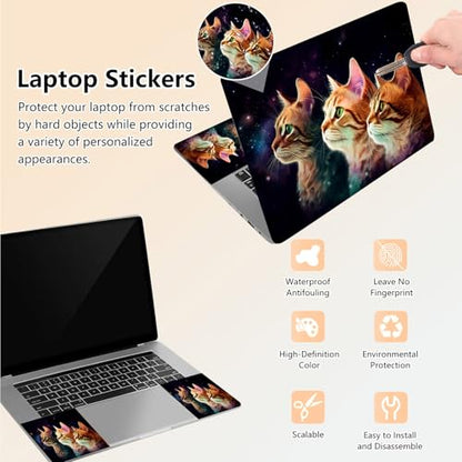Laptop Skin Sticker Decal 15.6 Inch,12 13 13.3 14 15 15.6 in Laptop Netbook Skins for Notebook,Art Decal Removable Waterproof Scratch Resistant,Universal Vinyl Cover,Cute Cat Black - color: Cute Cat Black