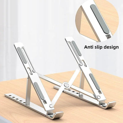 1 Piece Laptop Stand,Foldable Adjustable Laptop Riser,Portable Desktop Holder,White