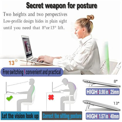 2PCS Laptop Stand Portable,Adjustable Laptop Riser, Ergonomic Cooling Mini Invisible Notebook Stand Riser for Desk Computer Keyboard MacBook (Black) - color: Black