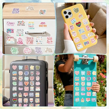 Jesus Loves You Stickers - 100 Pcs Christian Religious Stickers for Adults, Colorful Waterproof Religion Sticker for Scrapbook Journal Laptop Card Water Bottle, Sunday School Party Favor - style: Jesus Loves You