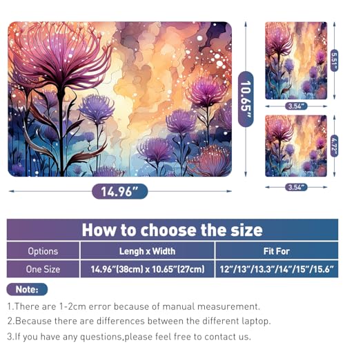 12.1 13 13.3 14 15.4 15.6 Inch Laptop Skin Decal, Laptop Skins Stickers Decals for Notebook PC, Universal Reusable Vinyl Laptop Cover Sticker, Waterproof Art Protector I Blossom Purple Flower - color: Blossom Purple Flower