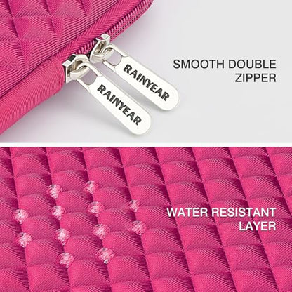 RAINYEAR 13 Inch Laptop Sleeve Shockproof Diamond Foam Case, Deep Pink | Protective Soft Fluffy Lining Case for 14'' MacBook Pro/Max 13.3" MacBook Air/Pro M1 M2 M3 M4 M5 13.3" PC Notebook Chromebook - color: Deep Pink, size: 13"-13.3"
