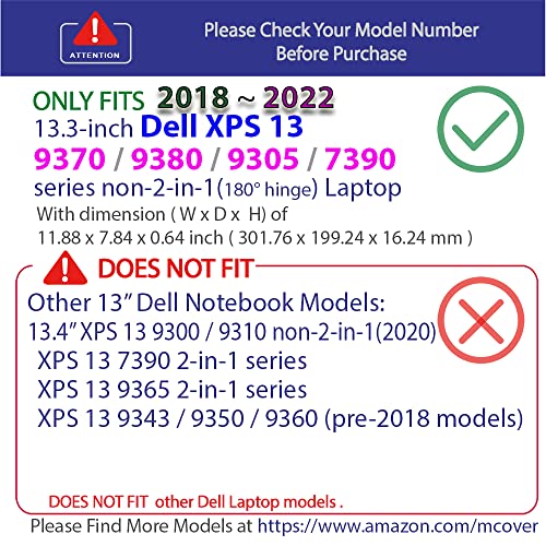 mCover Hard Shell Case ONLY Compatible for 13.3" Dell XPS 13 9370 (2018) 9380 (2019) / 9305 (2021) / 7390 non-2-in-1 Models (NOT Fitting Other Dell Models) Notebook Computers - Purple - color: Purple