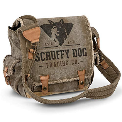 Vintage Messenger Bag for Men & Women - Canvas Crossbody Bag | Stone-Washed Canvas Crossbody Bags for Women and Men, Shoulder Satchel, Fits 15.6” Laptop, Adjustable Cross Body Strap