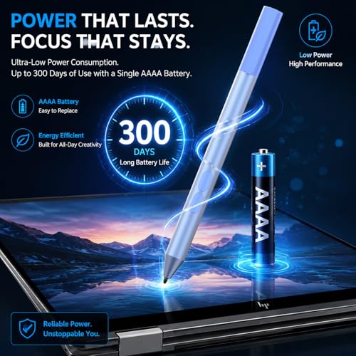 Active Digital Pen for HP Envy x360 Pavilion Spectre Omnibook Touchscreen | MPP 1.51, 2500H Battery Life, 1024 Pressure, Palm Rejection, Dual Side Button Pixel-Perfect Precision for Drawing Note Taking - color: Sapphire