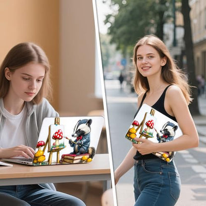 Universal Laptop Skin Sticker Decal, 12"-15.6" Aesthetic Vinyl Wrap, Badger Painting Mushroom Waterproof Notebook Cover Art Protector for MacBook HP Dell Lenovo, Fits 13" 14" 15" 15.6" - color: Badger Painting Mushroom