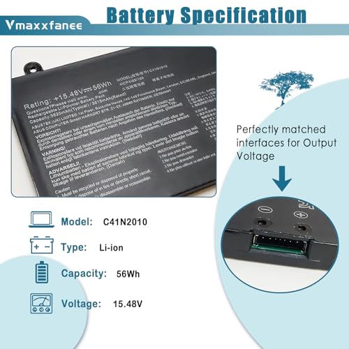 56Wh C41N2010 Laptop Battery Replacement for Asus ROG Strix G17 G713QE/ ROG Strix G15 G513IC G513IH G513QC G513QE Series 4ICP4/63/103 0B200-03890000 0B20003890000 4-Cell 15.48V - size: 9.29*3.19*0.28 inch C41N2010