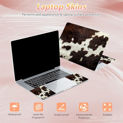Laptop Skin Sticker Decal 12" 13" 13.3" 14" 15" 15.6",Waterproof Scratch Resistant Vinyl,Reusable Easy to Apply,for MacBook HP Dell Notebooks Netbooks Laptop,2 Wrist Pads,Cows Skin Pattern - color: Cows Skin Pattern
