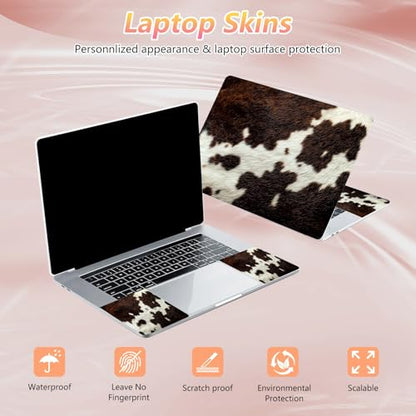 Laptop Skin Sticker Decal 12" 13" 13.3" 14" 15" 15.6",Waterproof Scratch Resistant Vinyl,Reusable Easy to Apply,for MacBook HP Dell Notebooks Netbooks Laptop,2 Wrist Pads,Cows Skin Pattern - color: Cows Skin Pattern
