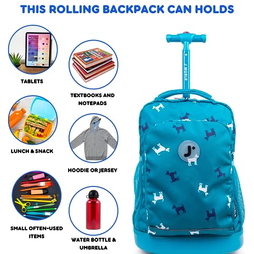 J World Sunny Rolling Backpack for Kids. Roller Bag With Wheels, Puppy - color: Blue
