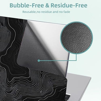 Universal Laptop Skin Decal, 3-Piece Vinyl Protector for 12 13 14 15.6" Notebook, Waterproof Anti-Scratch, Easy Trim & Bubble-Free Finish, Topographic Map Bold Lines - color: Topographic Map Bold Lines
