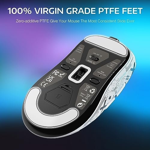 ATTACK SHARK X3 49g Ultra-Lightweight Wireless Gaming Mouse, White&Tape | Bluetooth 5.2/2.4G Wireless/Wired, PAW3395 Gaming Sensor, 26K DPI, 200h Battery Life, Programmable Buttons for PC/Mac/Win - color: White & Griptape