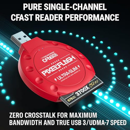 CFast 2.0 Card Reader (Red) - Memory Card Adapter with USB 3.0, 500Mb/s File Transfer, Ultra-Slim & Anti-Slip Rubber Shell, Compatible with Most Brands & OS - color: Red, style: CFast Classic