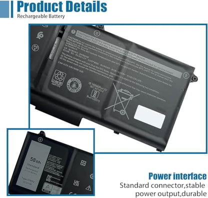 07KRV Laptop Battery Replacement for Dell Latitude 5430 5530 Precision 3570 P104F P104F005 P137G P137G004 Series M69D0 H4PVC 0H4PVC Y86WG 0Y86WG 08WRCR 078FWY 15.2V 58Wh 3625mAh - size: 9.71*3.72*0.21 inch 07KRV