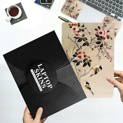 Universal Laptop Skin Sticker with 2 Wrist Pad Decals, 3-Piece Removable Vinyl Laptop Cover, Painting of Birds Flowers Waterproof Anti-Scratch, Easy-Trim Fit for 13.3" 14" 15.6" Laptops - color: Painting of Birds Flowers