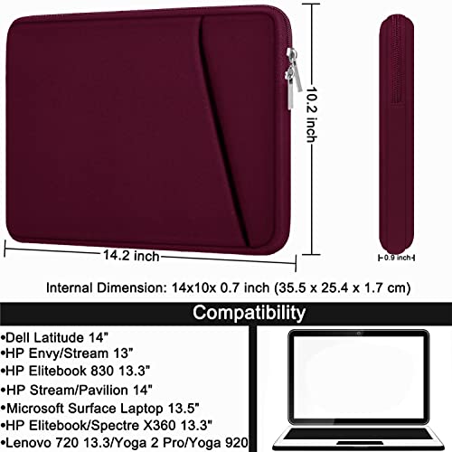 Laptop Sleeve Case 14 inch, Durable Carrying Bag Shockproof Protective Case Cover, Handbags Briefcase Laptop Bag Compatible with 14" MacBook Air/Pro HP Asus Lenovo Notebook Computer, Wine Red - color: Wine Red, size: 14 inch