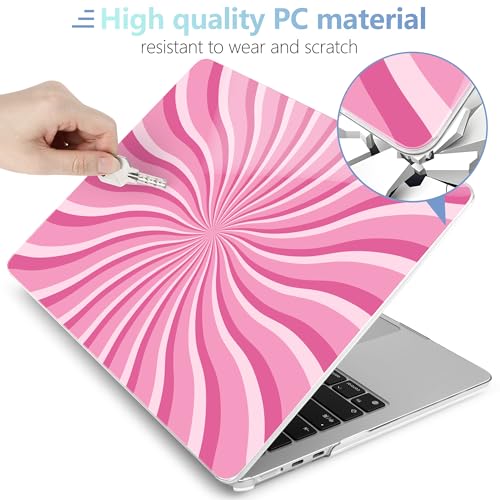 MEEgoodo for M5/M4/M3/M2 MacBook Air 15 inch Case 2026 2025 2024 2023, Case Fit Model (A3448/A3241/A3114/A2941) for MacBook Air 15.3 inch, Pink & White Swirl - color: Pink & White Swirl