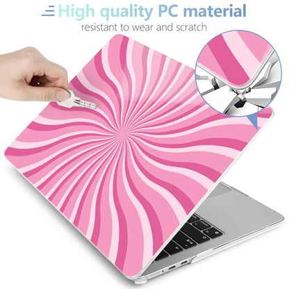 MEEgoodo for M5/M4/M3/M2 MacBook Air 15 inch Case 2026 2025 2024 2023, Case Fit Model (A3448/A3241/A3114/A2941) for MacBook Air 15.3 inch, Pink & White Swirl - color: Pink & White Swirl