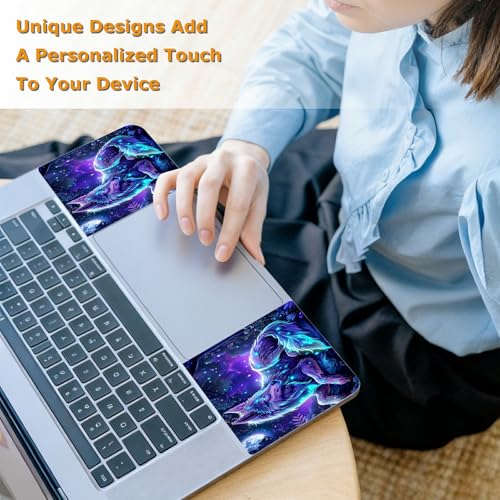 Universal Laptop Skin Sticker with 2 Wrist Pad Decals, 3-Piece Removable Vinyl Laptop Cover, Magic Wolfs Waterproof Anti-Scratch, Easy-Trim Fit for 13.3" 14" 15.6" Laptops - color: Magic Wolf