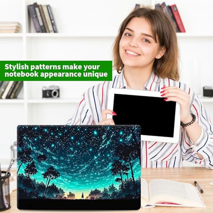 Laptop Skin Sticker Decal, Universal Protective Cover Fit 12 13 14 15.6 Inch Notebook, Reusable Water-Resistant Vinyl Decal w/ 2 Wrist Pads for Business Travel Office, Deep Blue Forest - color: Deep Blue Forest
