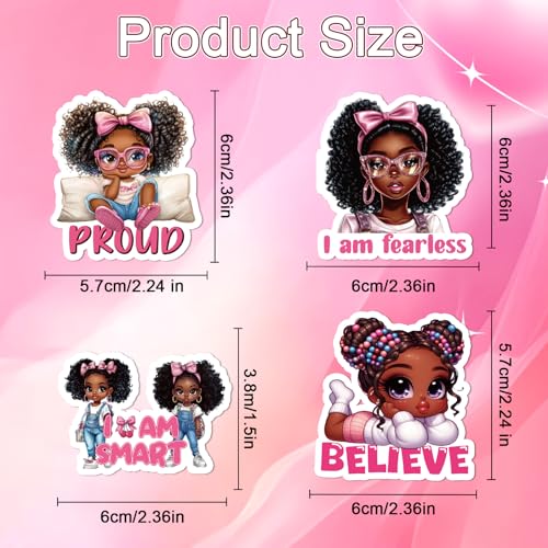 Black Girl Stickers for Women - 100 Pcs Inspirational Water Bottle Stickers for Vision Board, Motivational Waterproof Scrapbook Decals, Vinyl Sticker for Laptop Journaling - style: Black Girl